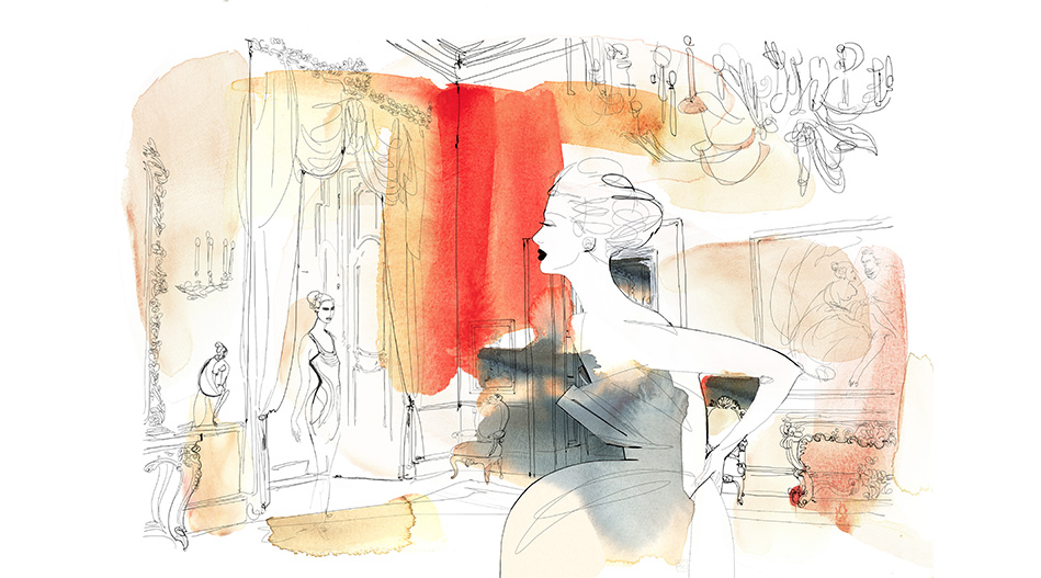 Watercolor illustration, fashion, interior