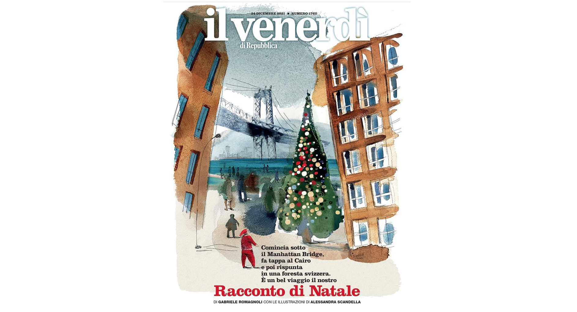 Cover illustration for IlVenrdi', LaRepubblica, Christmas, Allessandra Scandella