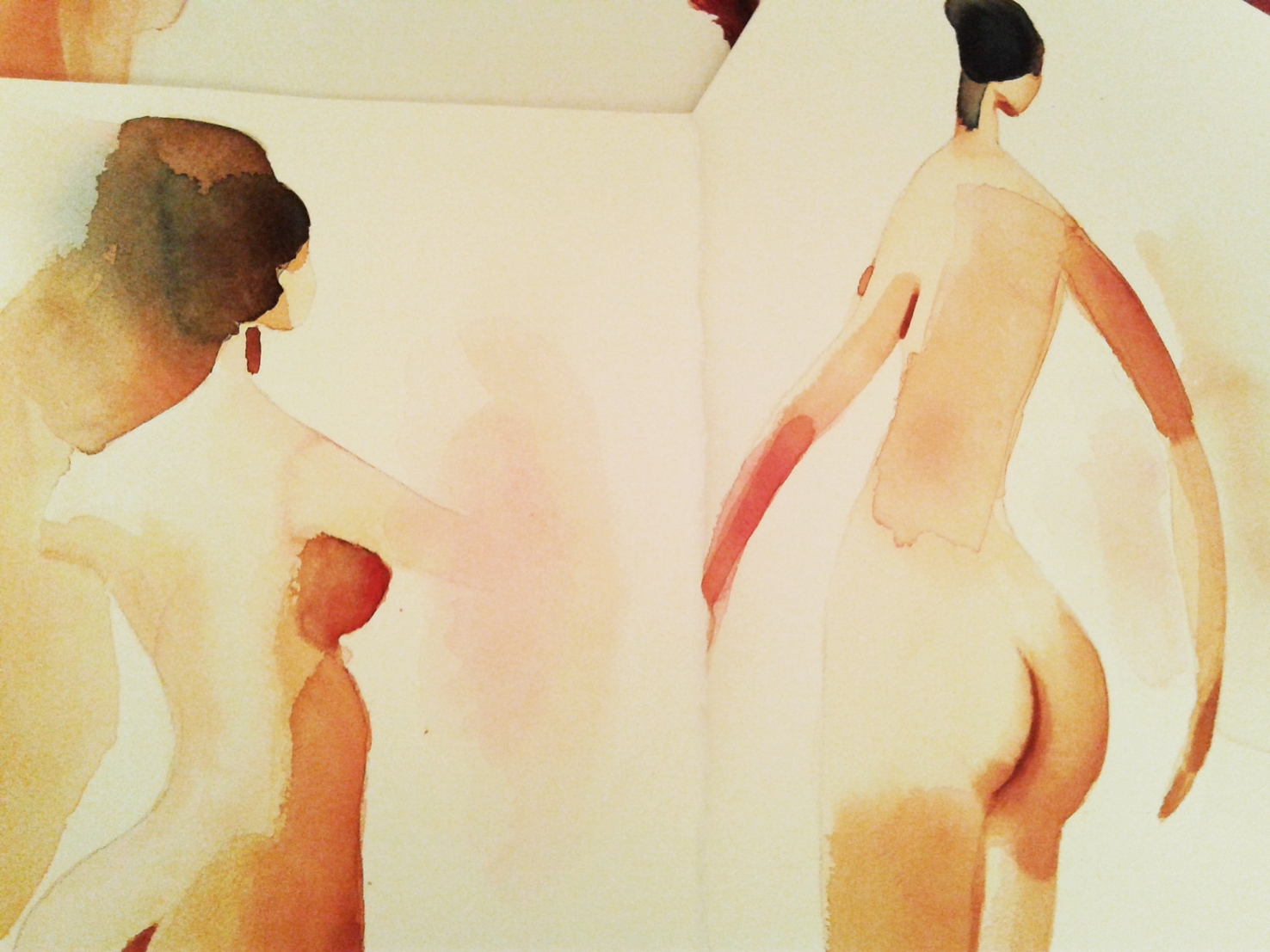 Illustrazione acquerello, nudi femminili