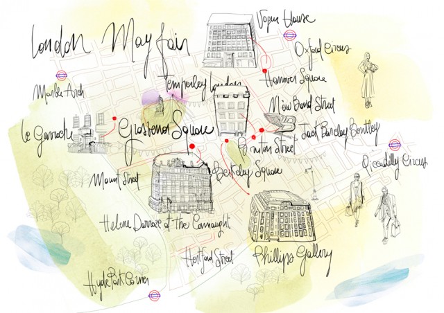 Watercolor Illustration, London City map, Alessandra Scandella