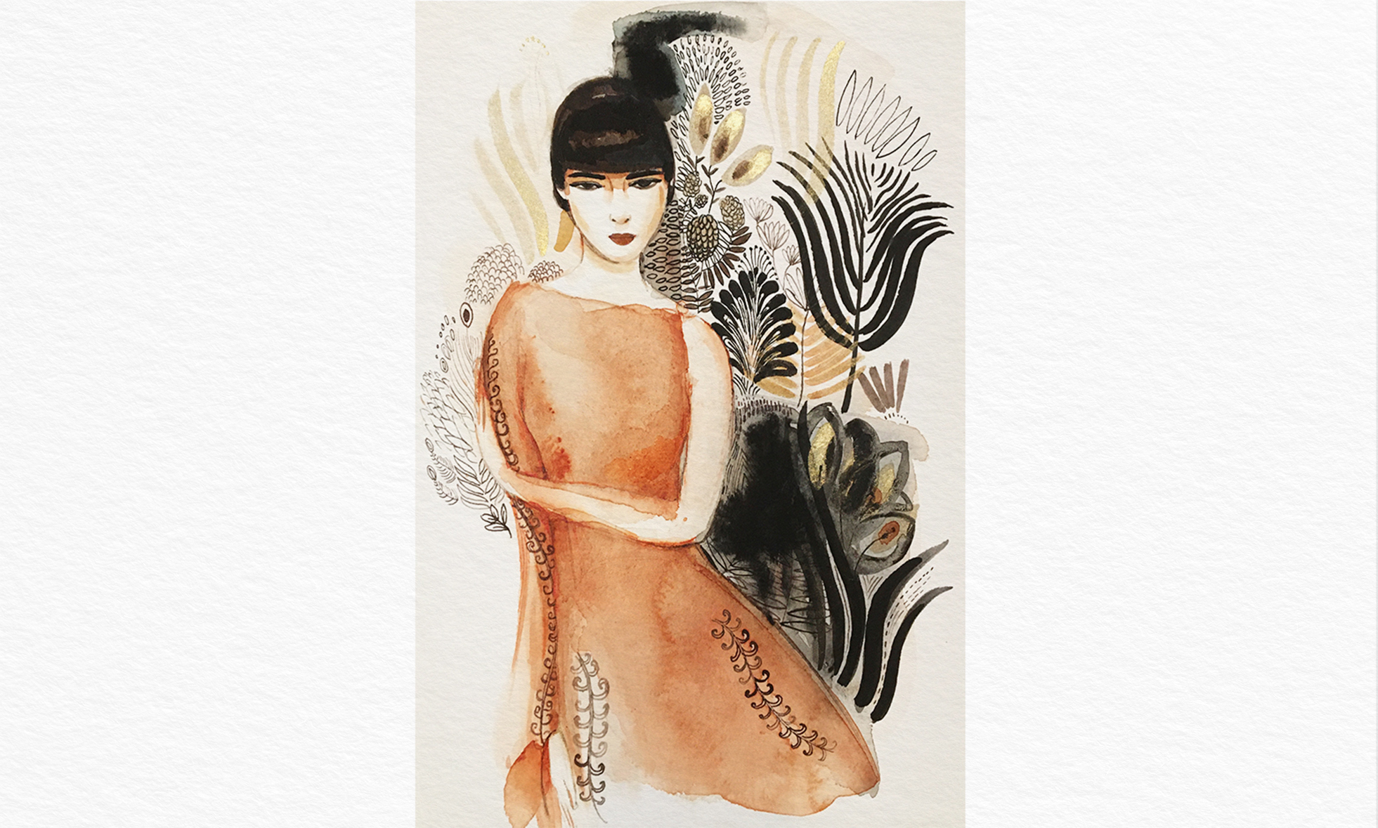 Watercolor ink fashion illustration