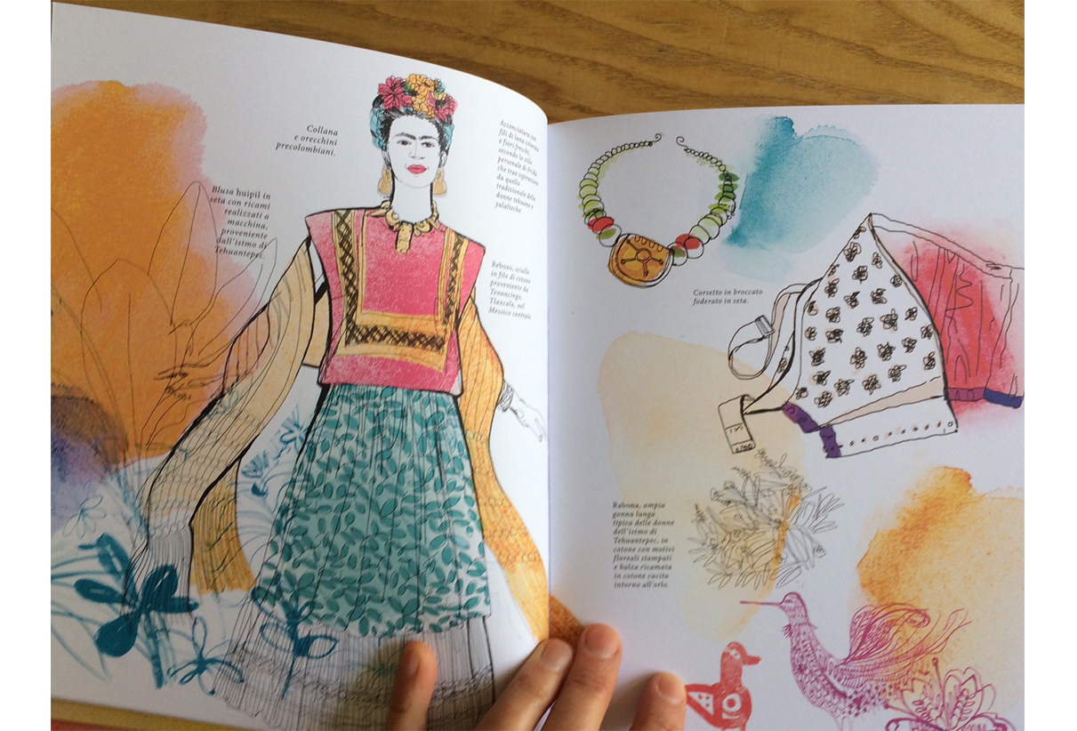 Frida Kahlo, watercolor fashion style illustrations