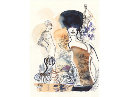 Watercolor fashion illustration, exhibition Turin, mostra Torino, illustrazione moda, Alessandra Scandella