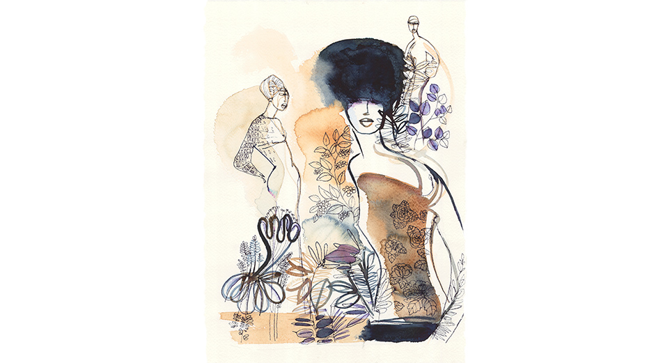 Watercolor fashion illustration, exhibition Turin, mostra Torino, illustrazione moda