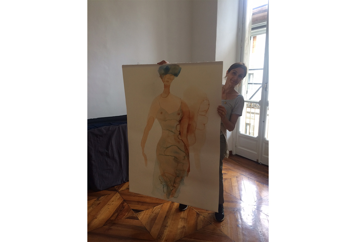 Watercolor illustration, fashion, exhibition in Torino