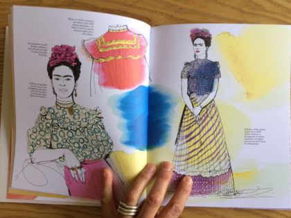 video libro illustrato acquerello, Frida Kahlo, Frida Vestida, fashion watercolor illustration book