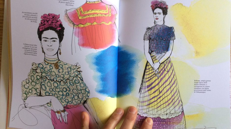 video libro illustrato acquerello, Frida Kahlo, Frida Vestida, fashion watercolor illustration book