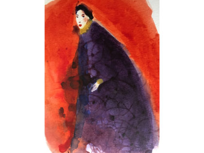 Watercolor illustration, circus, 1, ink, fashion, Alessandra Scandella
