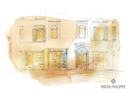 Watercolor illustration, map, Milan, palazzo, Alessandra Scandella