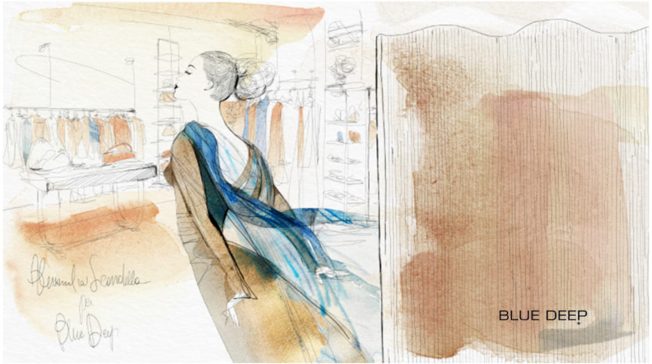 Watercolor illustration fashion, Blue Deep, Alessandra Scandella