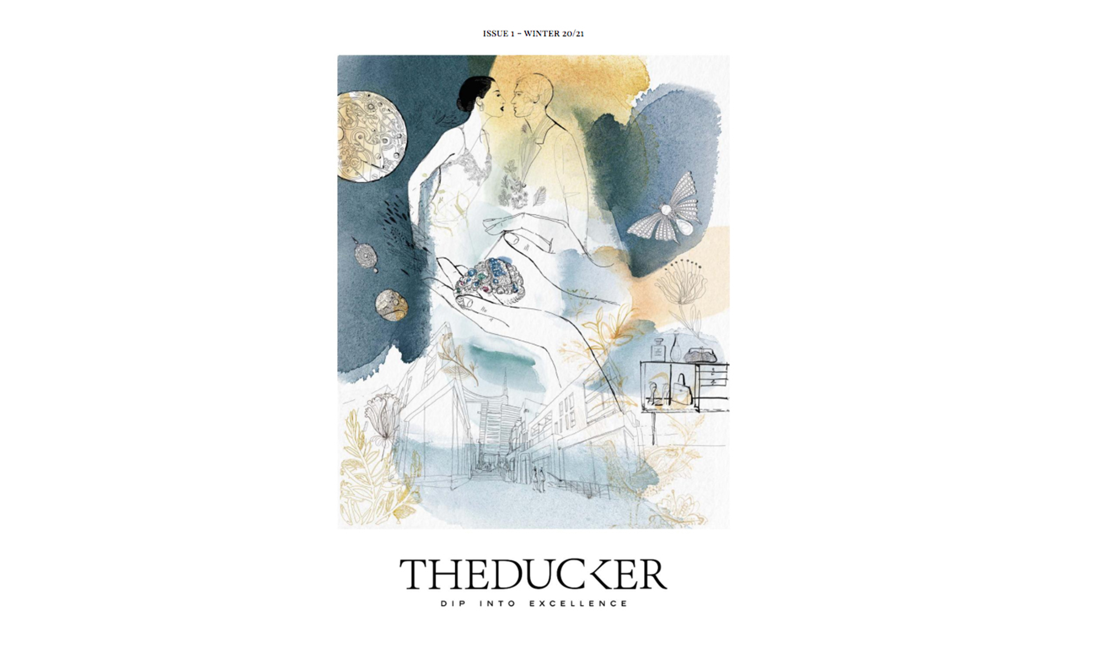 Watercolor fashion illustration, luxury, The Ducker