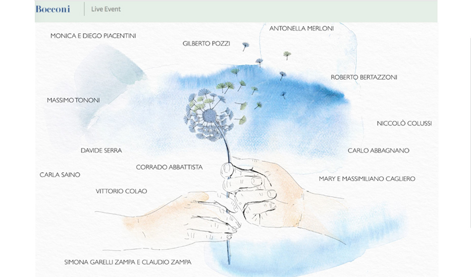 Watercolor illustration, Bocconi University, animation