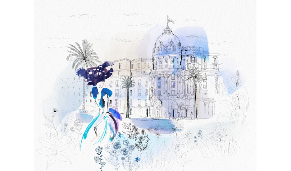 Watercolor illustration, Nice, France, city, fashion and design, wallpaper, city and decor