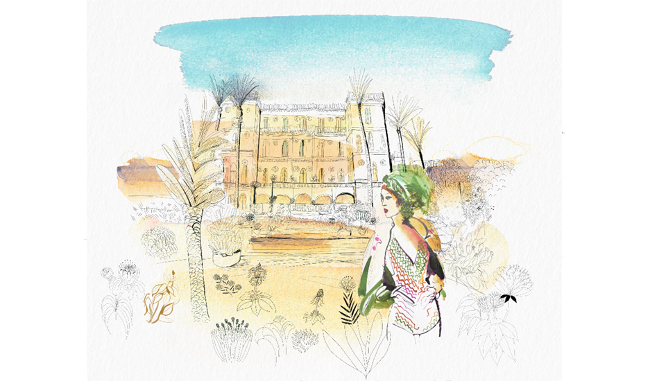 Watercolor illustration, Sicily, fashion and design, wallpaper, city and decor