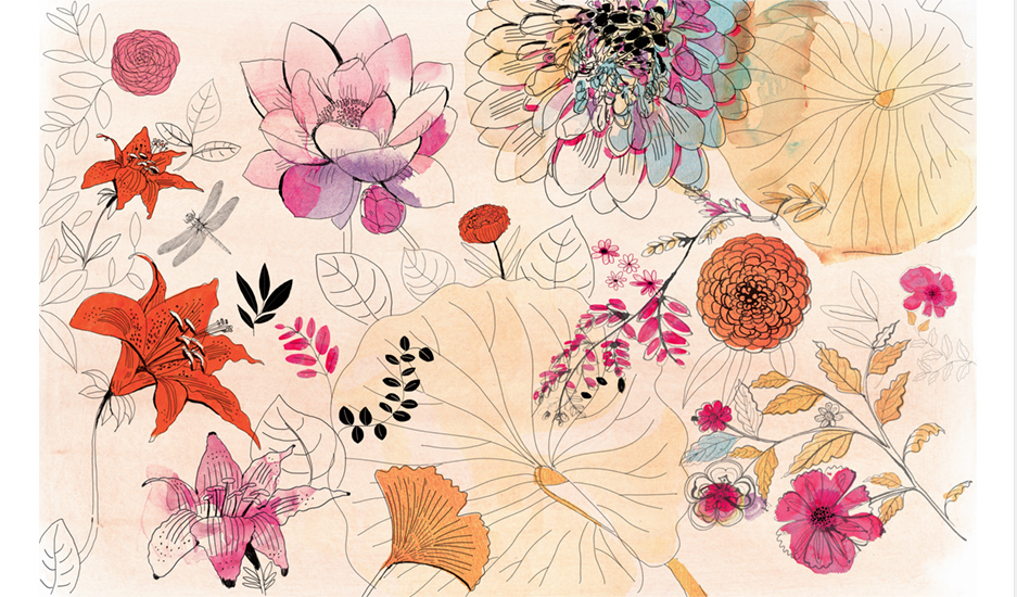 Watercolor illustration, design, wallpaper, flowers, Wallpepper Group
