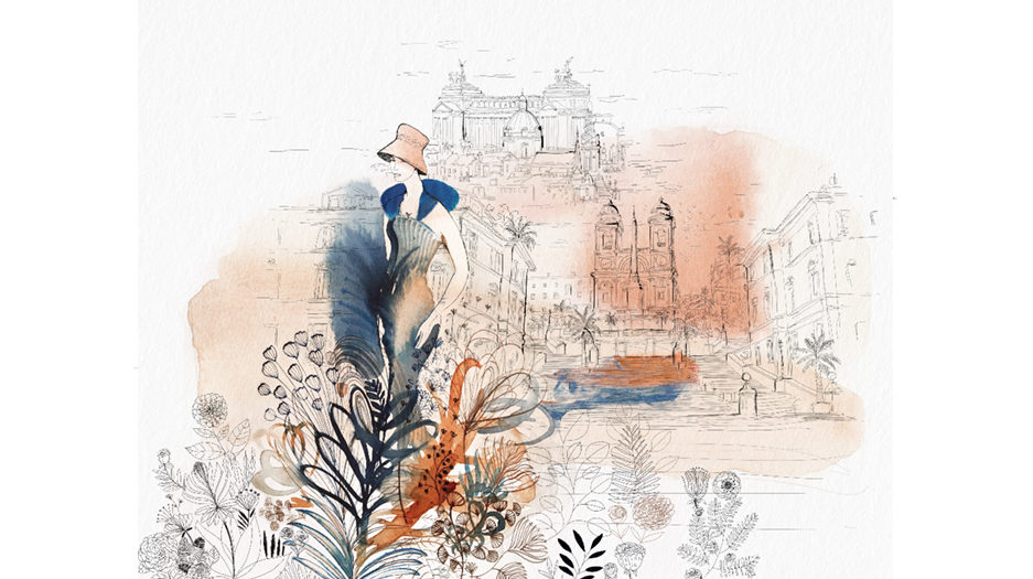 Watercolor illustration,Rome, city, fashion and design, wallpaper, city and decor, Alessandra Scandella copy