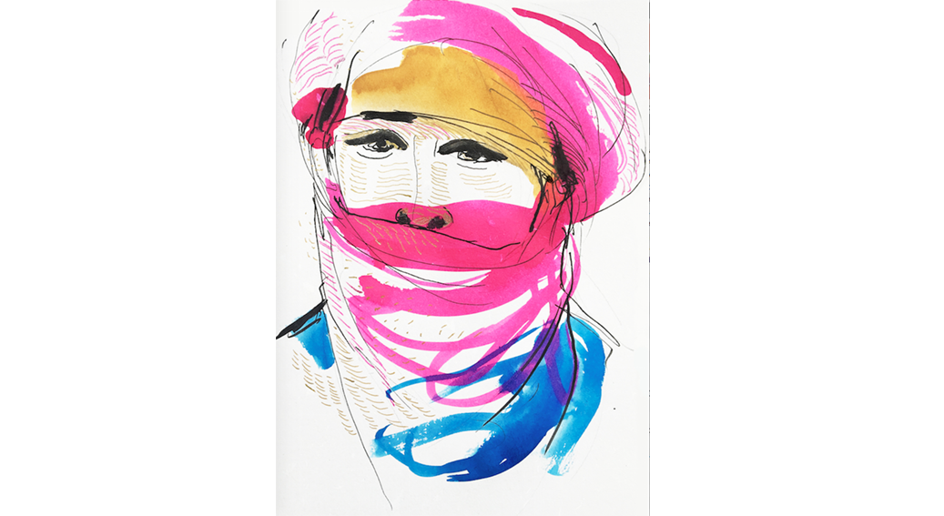 Watercolor and ink illustration, portrait, 7,Alessandra Scandella