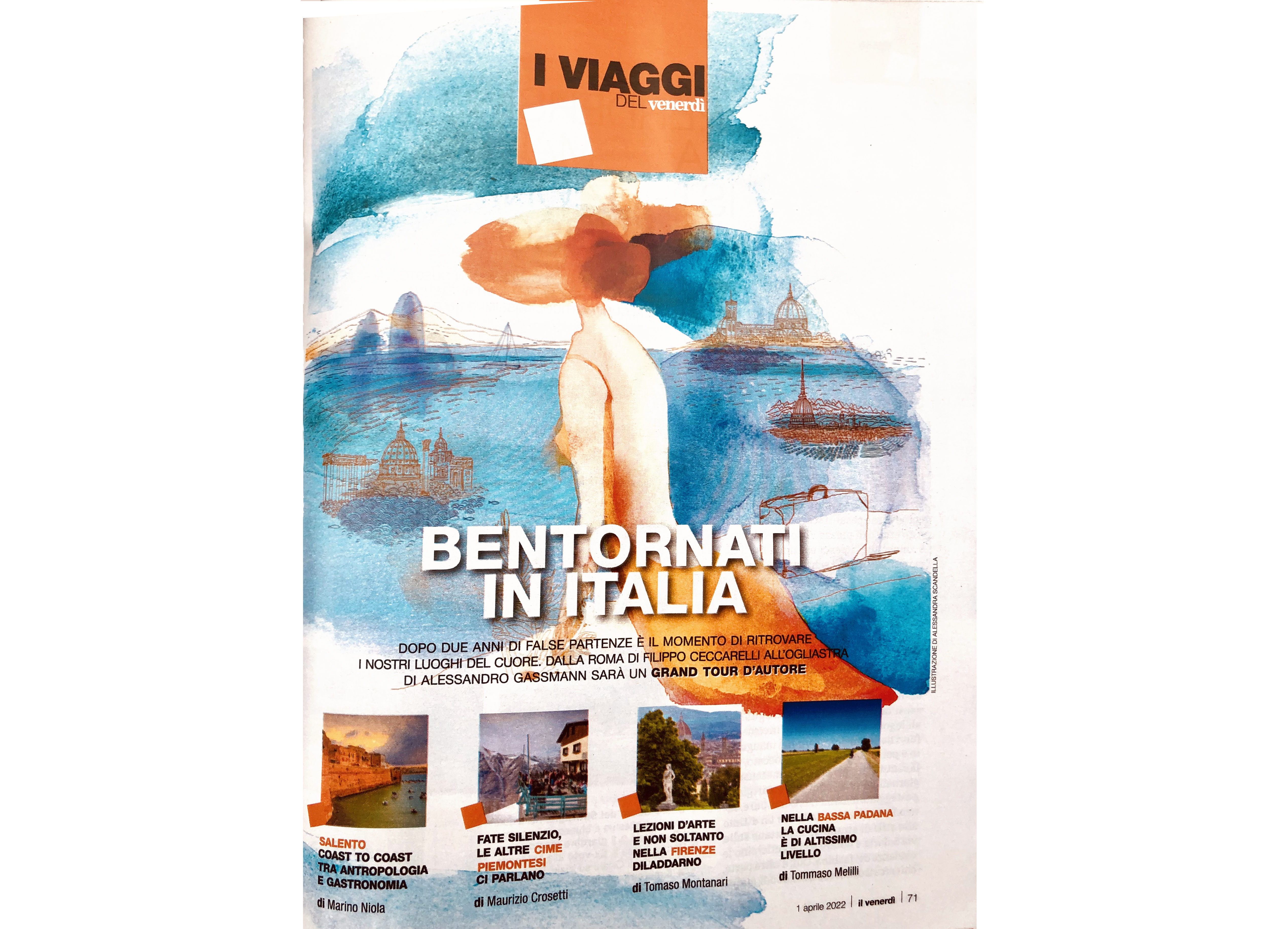 Watercolor illustration, travel, Italy, holiday, Il Venerdi', La Repubblica