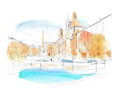 Illustrazione Piazza Navona, Roma