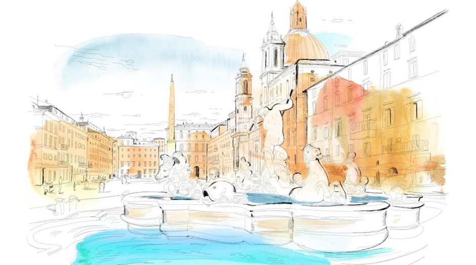 Illustrazione Piazza Navona, Roma