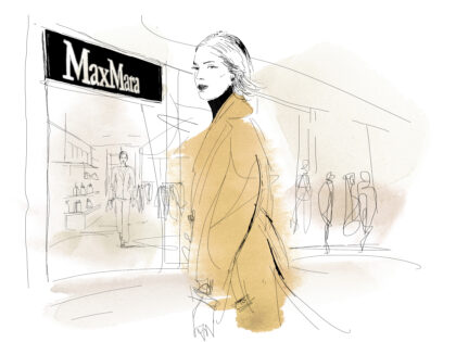 Max Mara, watercolor fashion illustration, Alessandra Scandella