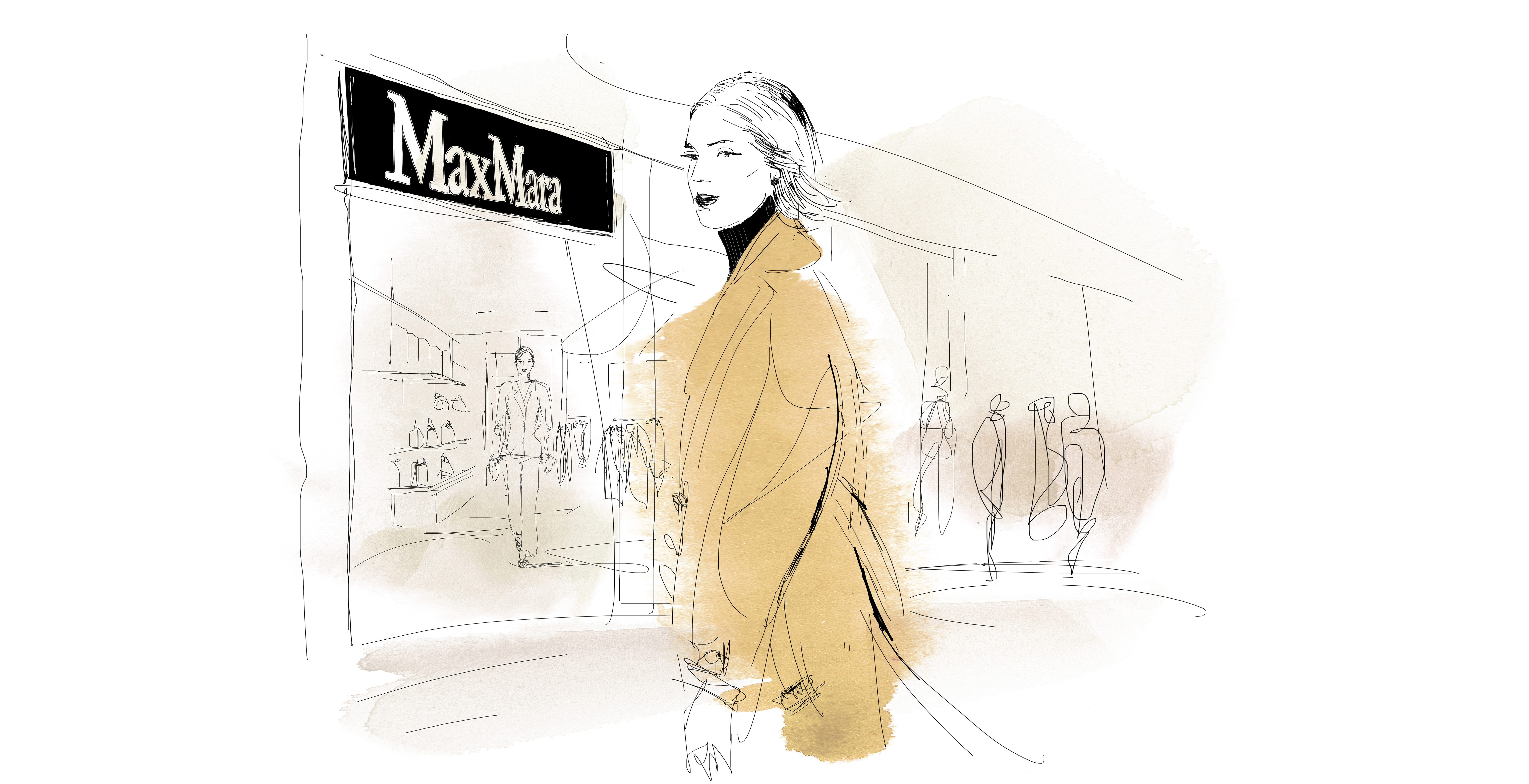 Max Mara, watercolor fashion illustration