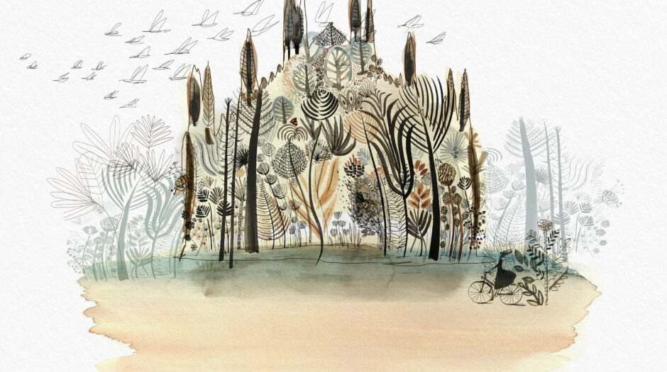 Milano Destinazione natura,illustrazione Milano acquerello ,Alessandra Scandella