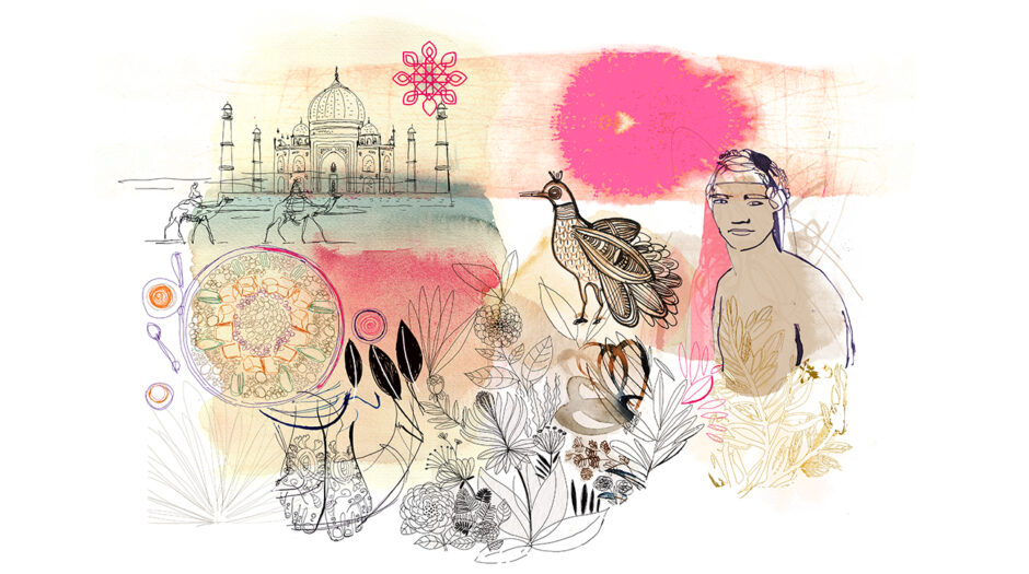 Watercolor ink illustration sketchbook, travel, Arabia, Alessandra Scandella