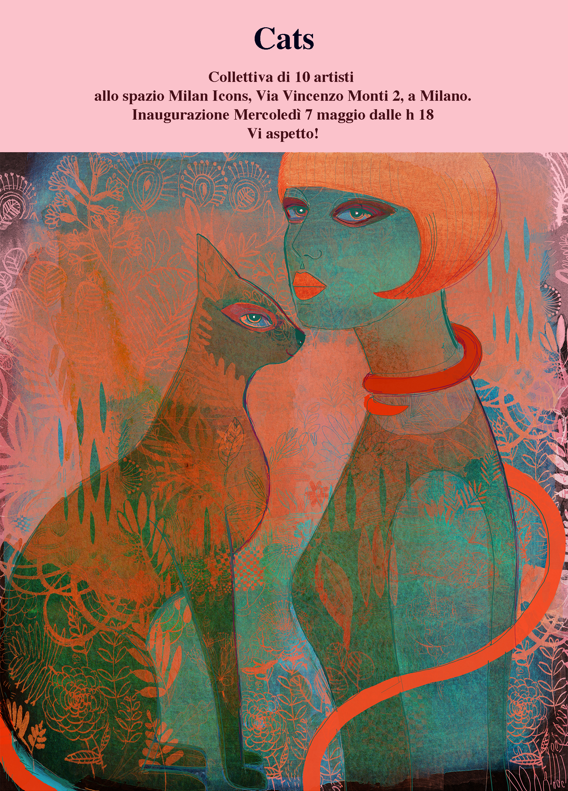 illustrazione acquerello mostra Cats Milan Icons, Alessandra Scandella, 2 copia