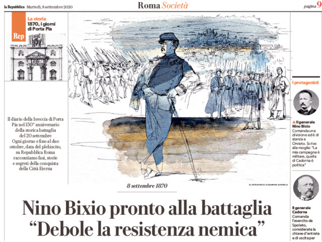 Watercolor ink illustration for @Repubblica, history, Alessandra Scandella